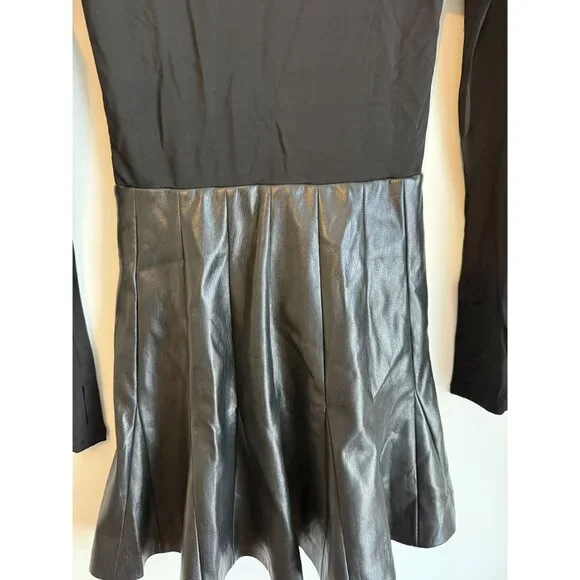 Alice + Olivia Chara Long Sleeve Minidress Faux Leather Black Size 2 $395 [jb] - Picture 7 of 10